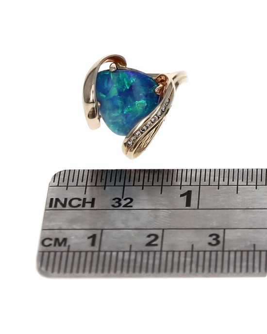 Ethiopian Boulder Opal and Diamond Free Form Ring